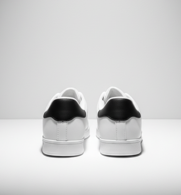 Zapatillas Blancas Minimalistas Unisex | Calzado Casual de Moda con Talón Negro | Zapatillas Urbanas Estilo Clásico y Versátil