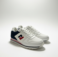 Zapatillas Urbanas Clásicas Hombre | Estilo Retro Blanco, Azul Marino y Rojo | Calzado Deportivo Cómodo y Elegante para Uso Diario