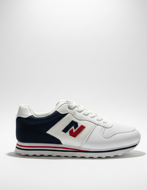 Zapatillas Urbanas Clásicas Hombre | Estilo Retro Blanco, Azul Marino y Rojo | Calzado Deportivo Cómodo y Elegante para Uso Diario