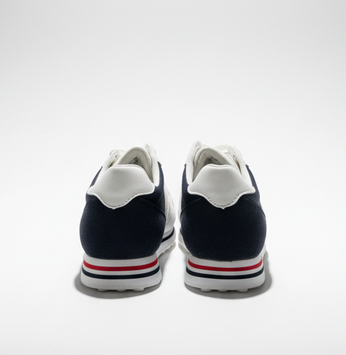 Zapatillas Urbanas Clásicas Hombre | Estilo Retro Blanco, Azul Marino y Rojo | Calzado Deportivo Cómodo y Elegante para Uso Diario