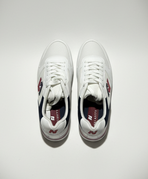 Zapatillas Urbanas Clásicas Hombre | Estilo Retro Blanco, Azul Marino y Rojo | Calzado Deportivo Cómodo y Elegante para Uso Diario